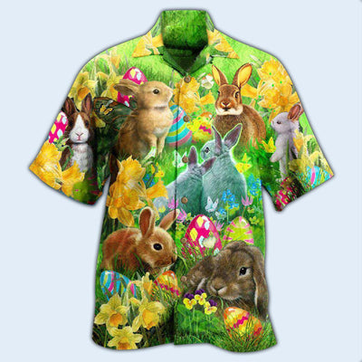 Easter Bunnie Easter Happy Bunnie - Hawaiian Shirt - Owls Matrix LTD