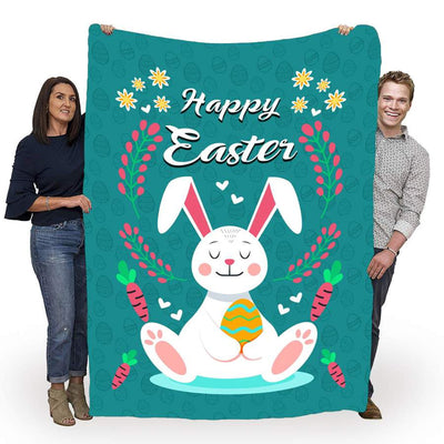 50" x 60" Easter Happy Bunny - Flannel Blanket - Owls Matrix LTD