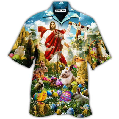 Hawaiian Shirt / Adults / S Easter Happy Jesus Is Risen Today Cool - Hawaiian Shirt - Owls Matrix LTD