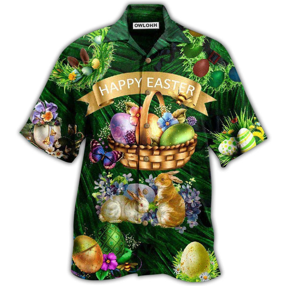 Hawaiian Shirt / Adults / S Easter Happy With Bunny Funny - Hawaiian Shirt - Owls Matrix LTD