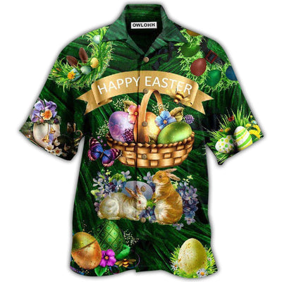 Hawaiian Shirt / Adults / S Easter Happy With Bunny Funny - Hawaiian Shirt - Owls Matrix LTD