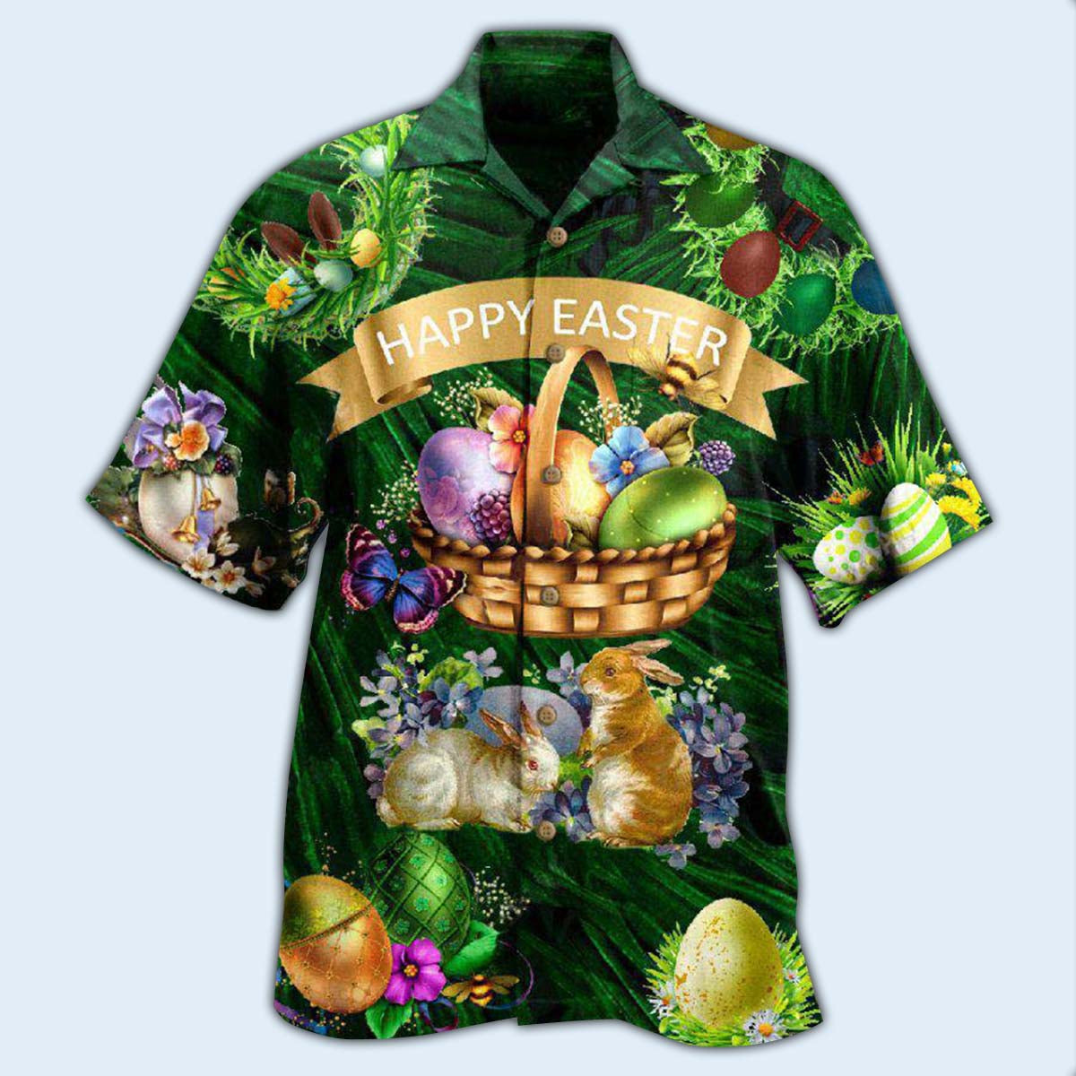 Easter Happy With Bunny Funny - Hawaiian Shirt - Owls Matrix LTD