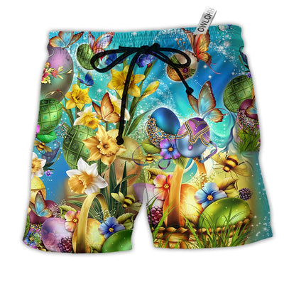 Beach Short / Adults / S Easter Have A Blessed Butterfly Floral - Beach Short - Owls Matrix LTD