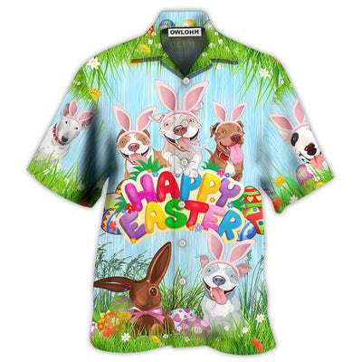 Hawaiian Shirt / Adults / S Eatser Happy PitBulls Funny - Hawaiian Shirt - Owls Matrix LTD