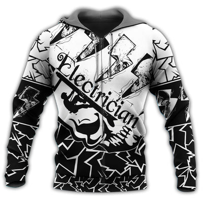 Zip Hoodie / S Electrician Black And White Style So Cool - Hoodie - Owls Matrix LTD