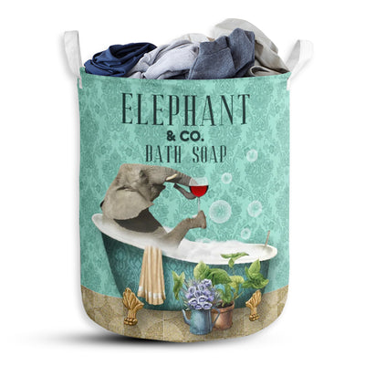S: 17.72”x13.78” (45x35 cm) Elephant And Bath Soap - Laundry Basket - Owls Matrix LTD