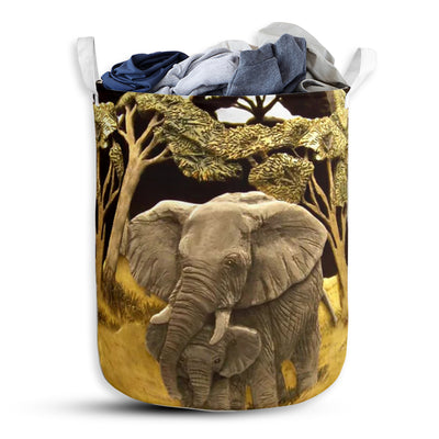 S: 17.72”x13.78” (45x35 cm) Elephant Art Gourds - Laundry Basket - Owls Matrix LTD