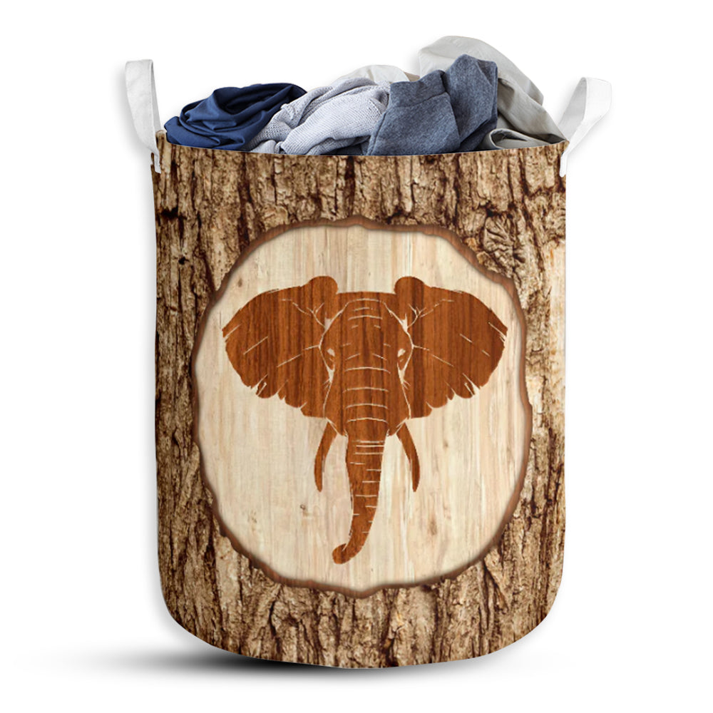 S: 17.72”x13.78” (45x35 cm) Elephant Bark Wood - Laundry Basket - Owls Matrix LTD