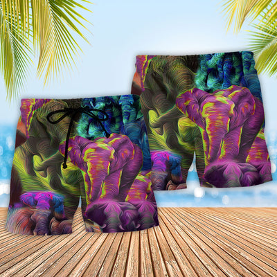 Elephant Colorful Cool Style - Beach Short - Owls Matrix LTD