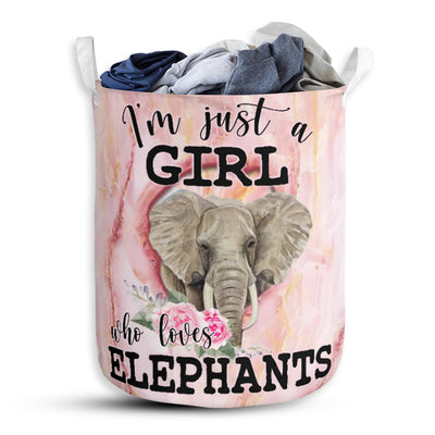S: 17.72”x13.78” (45x35 cm) Elephant Just A Girl - Laundry Basket - Owls Matrix LTD