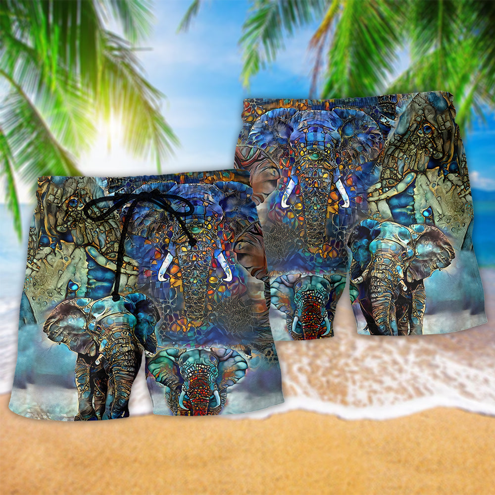 Elephant Love Forest Color Amazing Style - Beach Short - Owls Matrix LTD