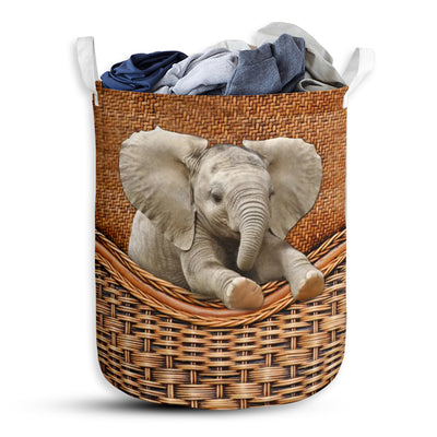 S: 17.72”x13.78” (45x35 cm) Elephant Rattan Teaxture - Laundry Basket - Owls Matrix LTD