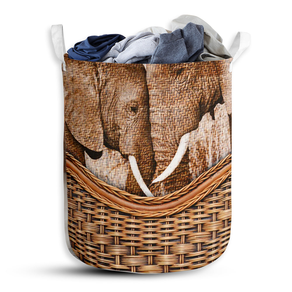 S: 17.72”x13.78” (45x35 cm) Elephant Rattan Teaxture So Cool - Laundry Basket - Owls Matrix LTD