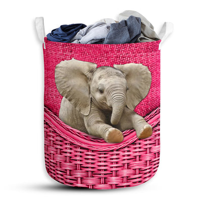 S: 17.72”x13.78” (45x35 cm) Elephant Rattan Teaxture Pink - Laundry Basket - Owls Matrix LTD