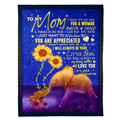50" x 60" Elephant To My Mom Elephant - Flannel Blanket - Owls Matrix LTD