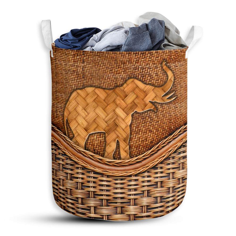 S: 17.72”x13.78” (45x35 cm) Elephant So Cool Rattan Teaxture - Laundry Basket - Owls Matrix LTD