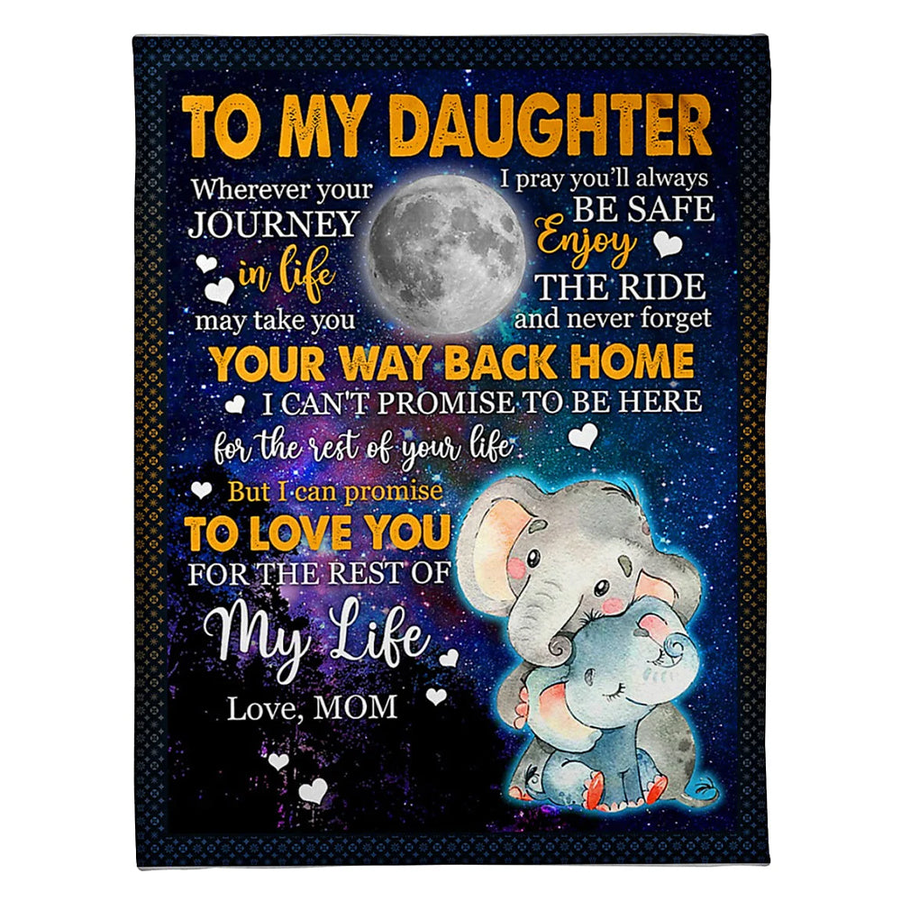 50" x 60" Elephant Your Way Back Home Best Gift For Daughter - Flannel Blanket - Owls Matrix LTD