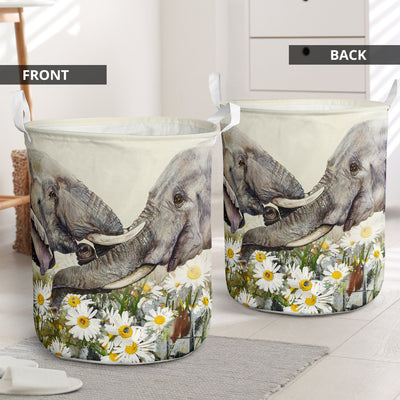 Elephant And Daisy - Laundry Basket - Owls Matrix LTD