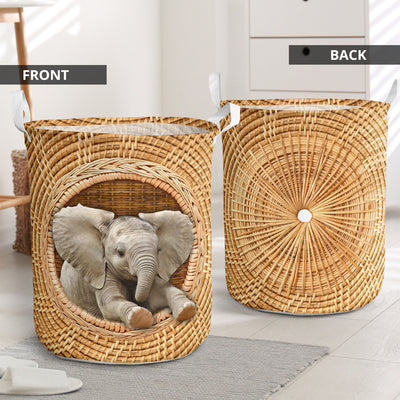 Elephant Bamboo Wave - Laundry Basket - Owls Matrix LTD