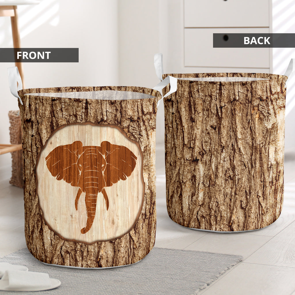 Elephant Bark Wood - Laundry Basket - Owls Matrix LTD