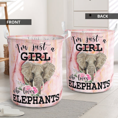 Elephant Just A Girl - Laundry Basket - Owls Matrix LTD