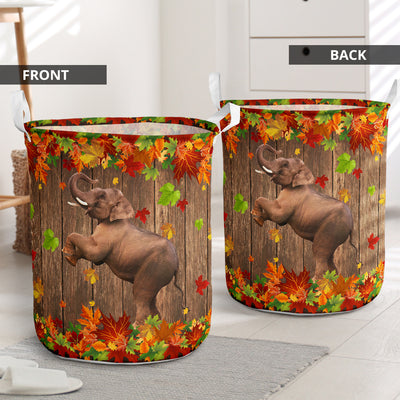Elephant Maple Leaves - Laundry Basket - Owls Matrix LTD