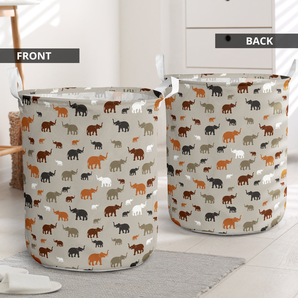 Elephant Pattern - Laundry Basket - Owls Matrix LTD