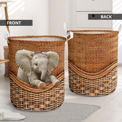 Elephant Rattan Teaxture - Laundry Basket - Owls Matrix LTD