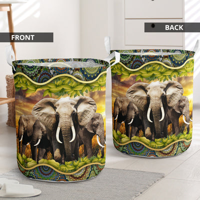 Elephant Sunflower - Laundry Basket - Owls Matrix LTD