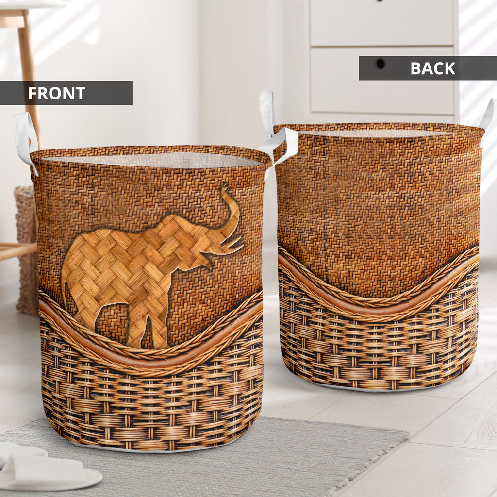 Elephant So Cool Rattan Teaxture - Laundry Basket - Owls Matrix LTD