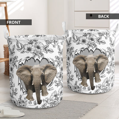 Elephant With Floral - Laundry Basket - Owls Matrix LTD