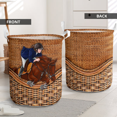 Horse Equestrian Rattan Teaxture - Laundry Basket - Owls Matrix LTD