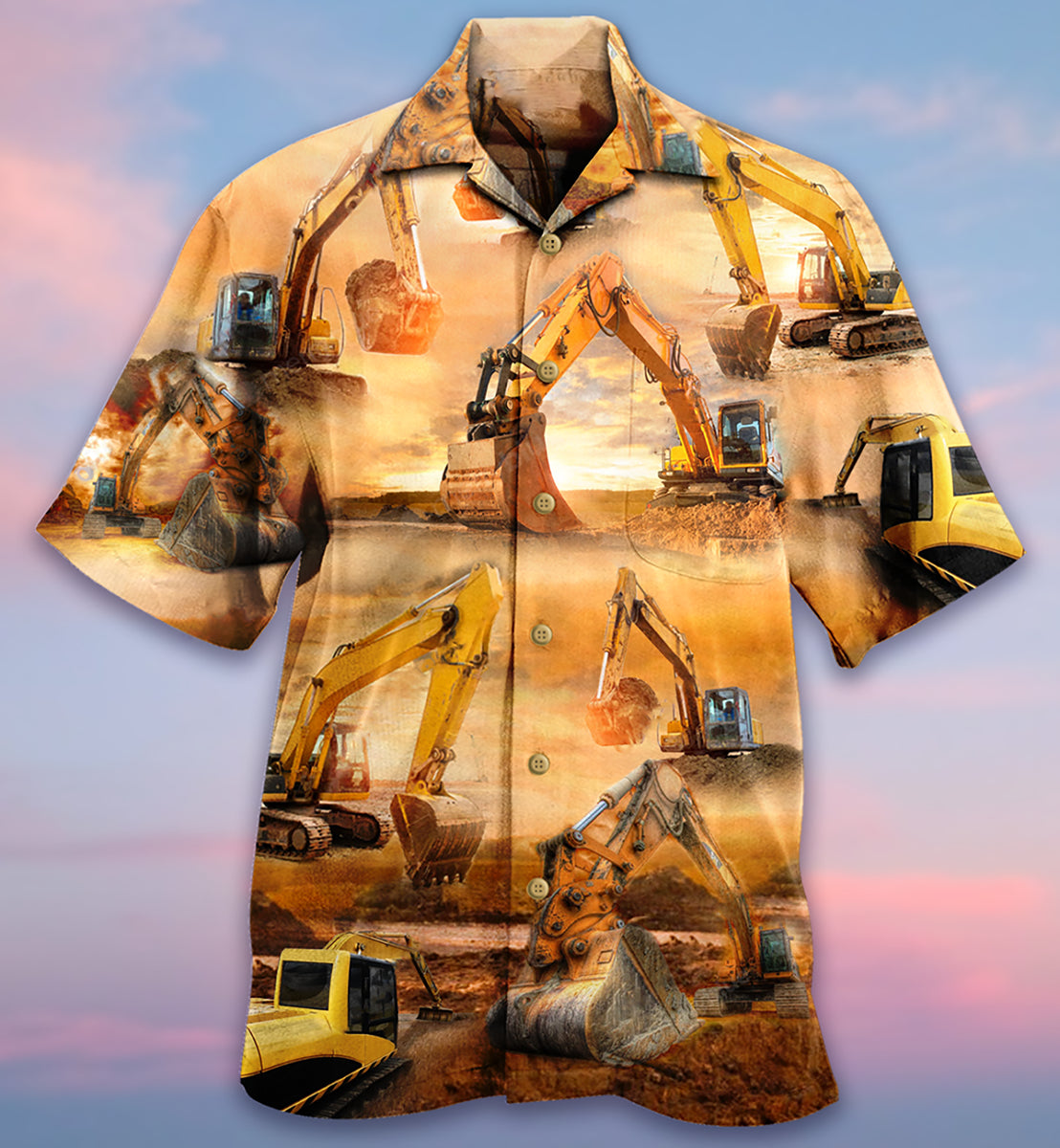 Excavator Working Hard - Hawaiian Shirt - Owls Matrix LTD