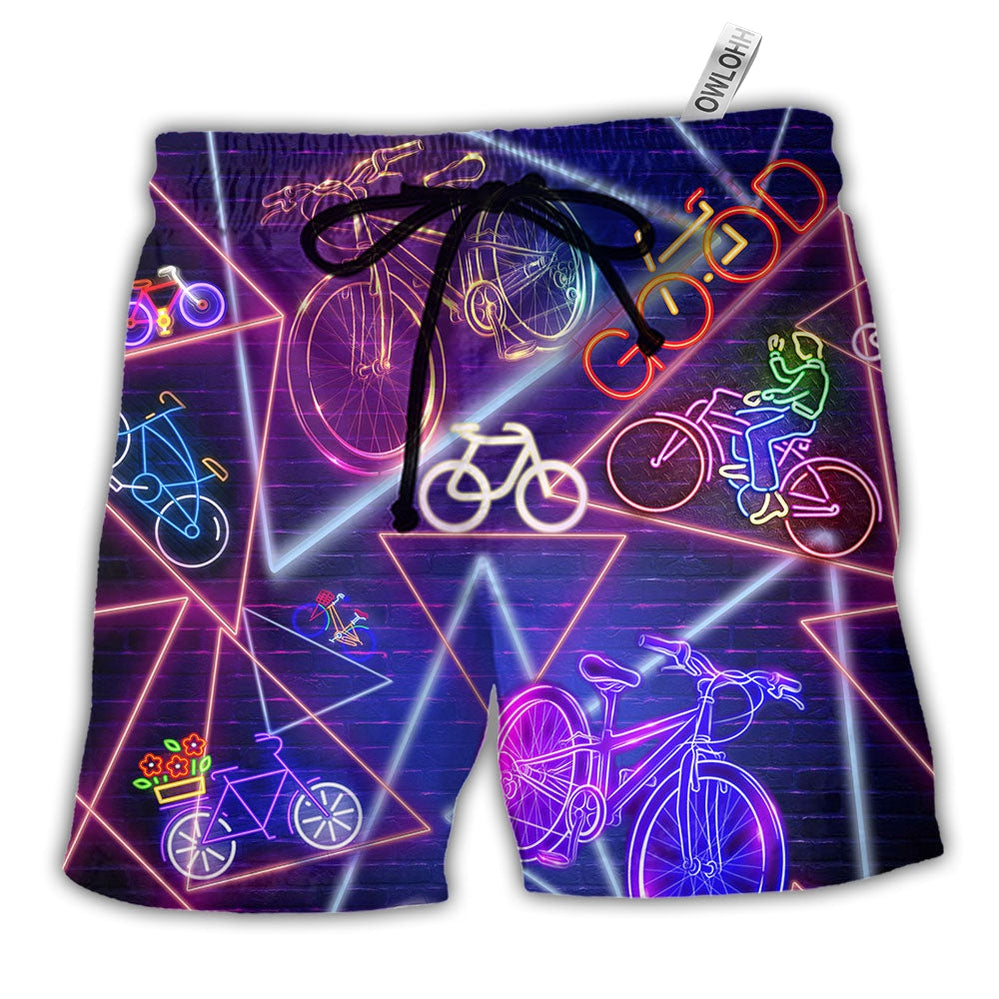Beach Short / Adults / S Bike Neon Style Love Purple Stunning - Beach Short - Owls Matrix LTD
