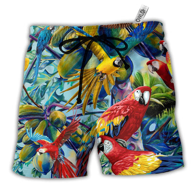 Beach Short / Adults / S Parrot Really Likes Papaya Color - Beach Short - Owls Matrix LTD