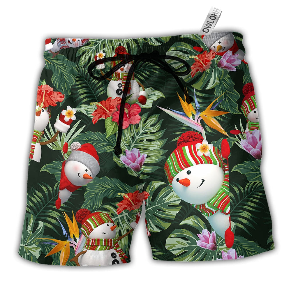 Beach Short / Adults / S Snowman Stay Cool Floral - Beach Short - Owls Matrix LTD