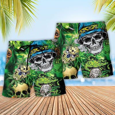 Skull Smile Love Green Style - Beach Short - Owls Matrix LTD