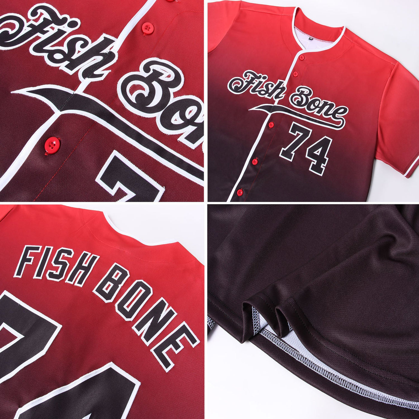Custom Red Black-White Authentic Fade Fashion Baseball Jersey - Owls Matrix LTD