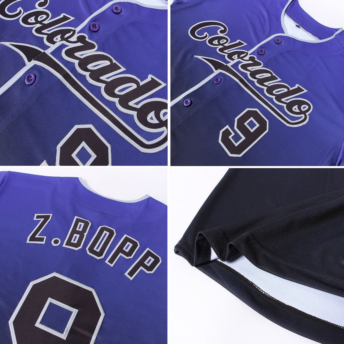 Custom Purple Black-Gray Authentic Fade Fashion Baseball Jersey - Owls Matrix LTD