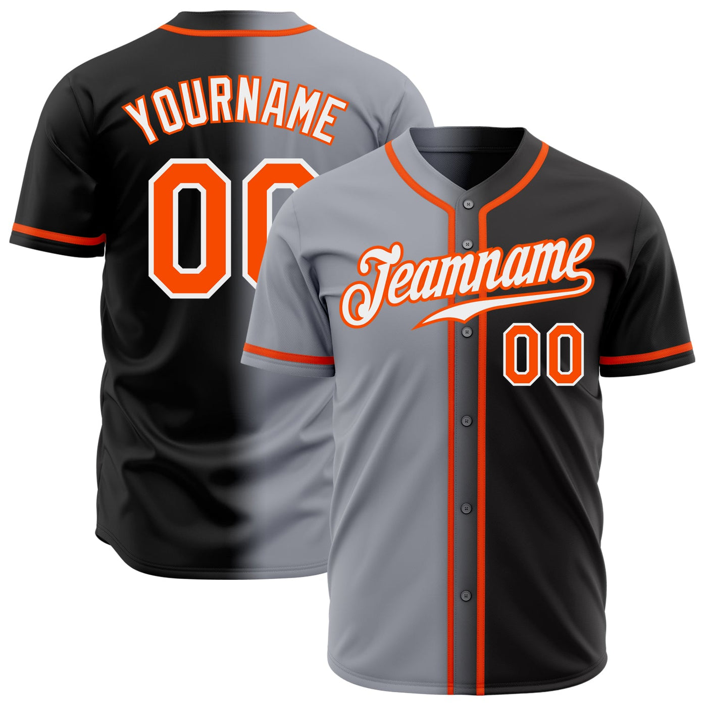 Custom Black Orange Gray-White Authentic Fade Fashion Baseball Jersey - Owls Matrix LTD