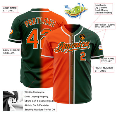 Custom Green Orange-White Authentic Fade Fashion Baseball Jersey - Owls Matrix LTD