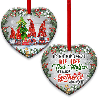 Family Christmas Its Not What Under The Tree That Matters its Whos Gathered Around It - Heart Ornament - Owls Matrix LTD