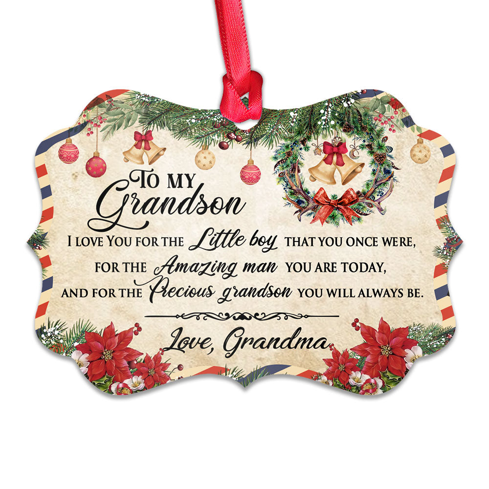 Pack 1 Family Christmas Letter Grandma To Grandson - Horizontal Ornament - Owls Matrix LTD