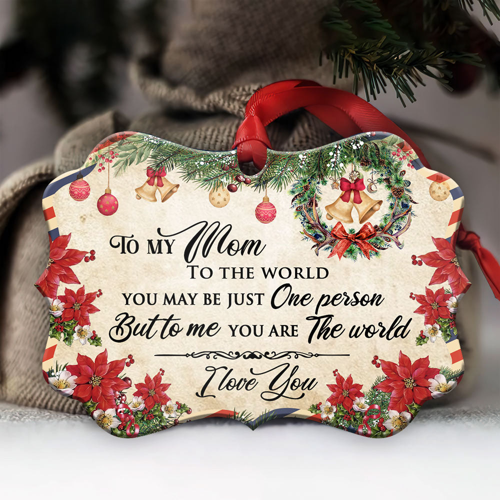Family Mom Is The World To Me Christmas Letter - Horizontal Ornament - Owls Matrix LTD
