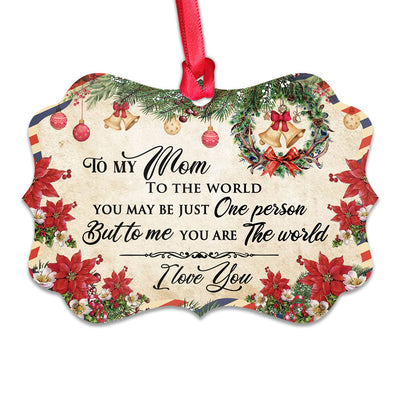 Family Mom Is The World To Me Christmas Letter - Horizontal Ornament - Owls Matrix LTD