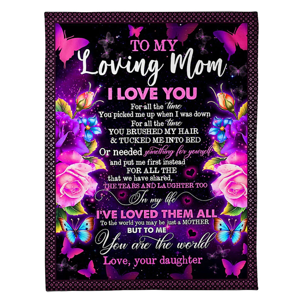 50" x 60" Family To My Mom You Will Always Be My Loving Mom Butterfly Rose - Flannel Blanket - Owls Matrix LTD