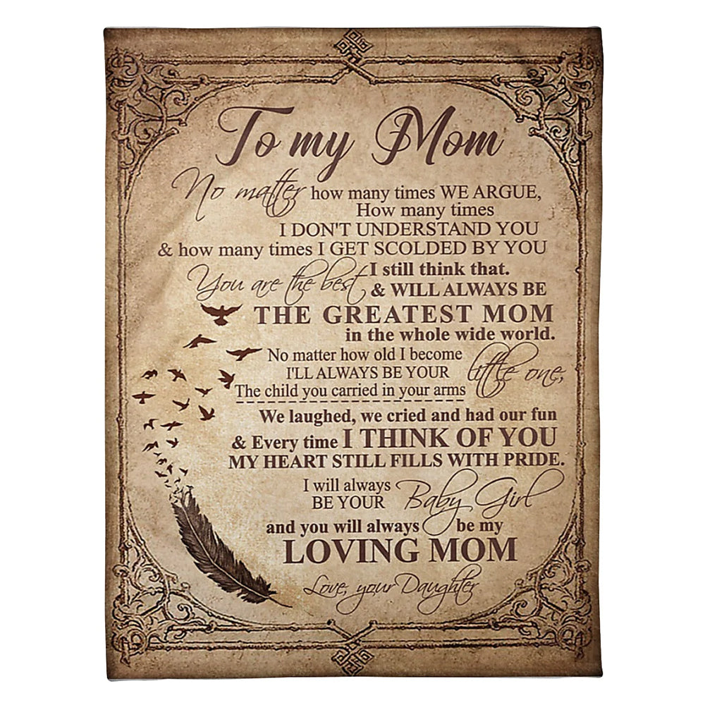 50" x 60" Family Will Always Be The Greatest Mom Mother - Flannel Blanket - Owls Matrix LTD