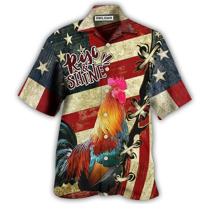 Hawaiian Shirt / Adults / S Farm America And Chicken Rise Shine - Hawaiian Shirt - Owls Matrix LTD