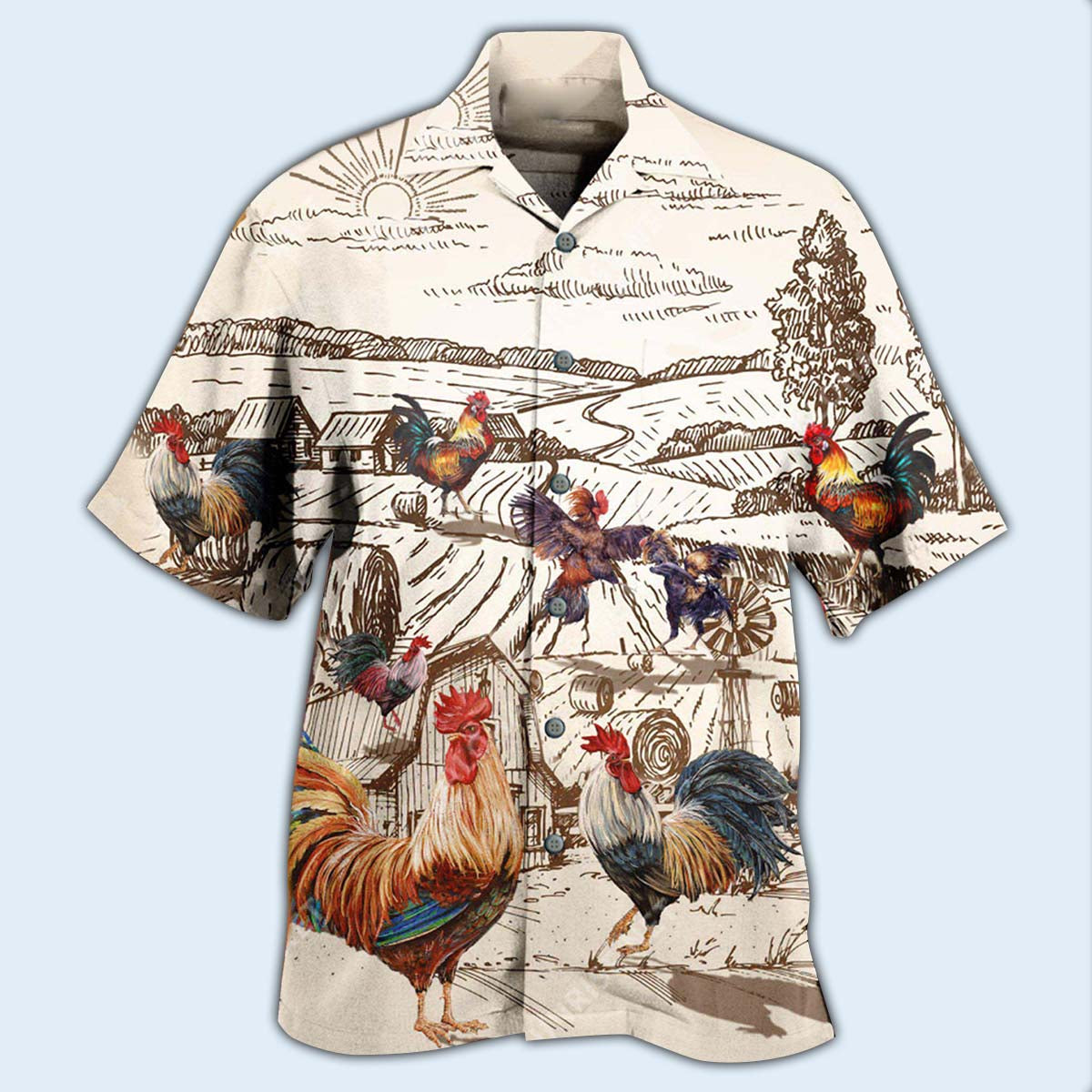 Chicken Awesome Farmer Roosters - Hawaiian Shirt - Owls Matrix LTD