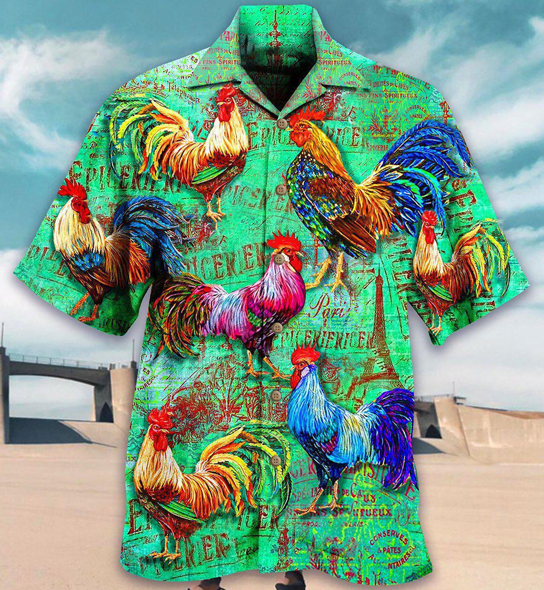 Chicken Love Green Farm Lover - Hawaiian Shirt - Owls Matrix LTD